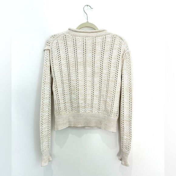 A.L.C Chandler Cotton Cable Merino wool Sweater In Off White - Picture 9 of 11